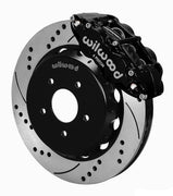 Wilwood black dust-sealed Superlite 6R caliper over an assembled 14-inch drilled-and-slotted rotor and separate hat for the Pontiac GTO front installation