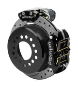 Wilwood Dynapro LP rear brake kit, Big Ford new-style 2.50-inch offset, 11-inch SRP rotors: Assembled rotor view with a black hydraulic service caliper on the side and a separate black electronic parking caliper above it.