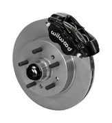 Wilwood Dynalite-M front brake kit, GM AFX ProSpindles, 11-inch plain rotors: Assembled plain rotor/hub with projecting wheel studs, center cap and black Dynalite-M caliper.