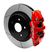 Wilwood Ram 1500 rear brake assembly with red AERO4 caliper, 15.00-inch GT-slotted rotor and black rotor hat
