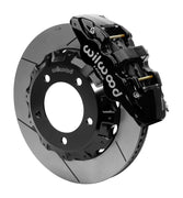 Wilwood Land Cruiser J200 and Lexus LX570 front brake assembly with black AERO6-DS caliper, 14.25-inch GT-slotted rotor and black rotor hat