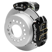 Wilwood Big Ford 2.36-inch-offset axle rear assembly with an 11.00-inch plain-face rotor, black Dynapro Low Profile hydraulic service caliper and smaller electric parking caliper with motor housing