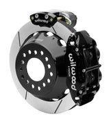 Wilwood 12 Bolt 2.75-inch-offset axle rear assembly with a 12.88-inch GT-slotted rotor, black Superlite 4R hydraulic service caliper and smaller electric parking caliper with motor housing