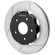 Wilwood Corvette C5 and base C6 rear vented rotor with machined face grooves assembled to a black hat, without a caliper