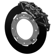 Wilwood black front caliper beside the assembled 11.25-inch undrilled rotor for the Can-Am Maverick X3 UTV6 brake conversion