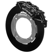 Wilwood black front caliper beside the assembled 11.25-inch undrilled rotor for the Polaris RZR Turbo and Pro XP UTV6 brake conversion