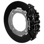 Wilwood black rear caliper beside the assembled 11.25-inch undrilled rotor for the Polaris RZR Turbo S UTV6 brake conversion