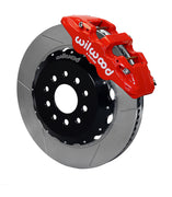 Wilwood front AERO6 brake kit for DSE C10 14.25-inch configuration: Red-finish AERO6 caliper over a slotted rotor and black center hat in an assembled brake view.