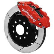 Wilwood front FNSL6R brake kit for DSE C10 13.06-inch conversion: Red-finish FNSL6R caliper over a slotted rotor and black center hat in an assembled brake view.
