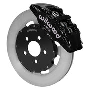 Wilwood front Dynapro 6 brake kit for PT Cruiser/Neon SRT-4: Black Dynapro 6 caliper over a plain-faced rotor and black center hat in an assembled brake view.