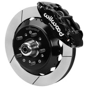 Wilwood front FNSL6R brake kit for No Limit ZG 14-inch conversion: Assembled slotted rotor and black hat with a black FNSL6R caliper, projecting hub, five studs and a silver dust cap.