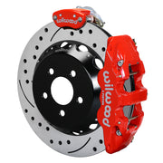 Wilwood custom C7-upright rear 14.00-inch brake kit, assembled srp drilled & slotted rotor with red service and parking calipers