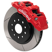 Wilwood Jeep Wrangler JK front 13.38-inch brake assembly, warm red AERO6-DM caliper and gt slotted rotor