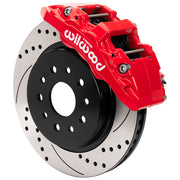 Wilwood Jeep Wrangler JL/Gladiator front 13.38-inch brake assembly, red AERO6-DM caliper and srp drilled & slotted rotor