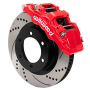 Wilwood Ford Ranger front 13.38-inch brake assembly, red AERO6-DM caliper and srp drilled & slotted rotor
