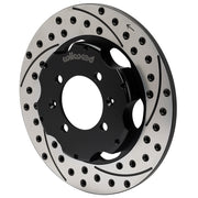 Wilwood Mazda Miata Sport rear 10.85-inch srp drilled & slotted rotor kit, assembled two-piece rotor and black hat