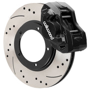 Wilwood Porsche 911 (1969–1983) front 11.10 × 0.80-inch brake assembly, black D45 caliper and srp drilled & slotted rotor