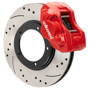 Wilwood Porsche 911 (1969–1983) front 11.10 × 0.80-inch brake assembly, red D45 caliper and srp drilled & slotted rotor