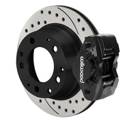 Wilwood Porsche 911 (1969–1983) rear 11.42 × 0.80-inch brake assembly, black D31 caliper and srp drilled & slotted rotor
