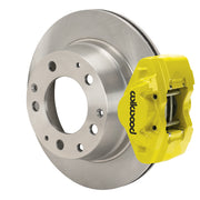 Wilwood Porsche 911 (1984–1989) rear 11.42 × 0.95-inch brake assembly, yellow D31 caliper and plain face rotor