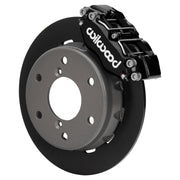 Wilwood black NDPR front caliper beside the assembled 11.60-inch plain rotor and hat for Can-Am Maverick R