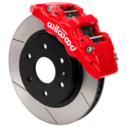 Wilwood red AERODM front caliper beside the assembled 13.25-inch slotted rotor and hat for Mercedes-Benz Sprinter 2500