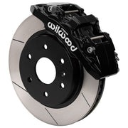 Wilwood black AERODM front caliper beside the assembled 13.25-inch slotted rotor and hat for Mercedes-Benz Sprinter 2500
