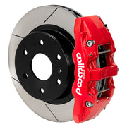 Wilwood red AERODM rear caliper beside the assembled 13.25-inch slotted rotor and hat for Mercedes-Benz Sprinter 2500