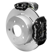 Wilwood black C1500 rear assembly showing the Dynalite service caliper, separate electric parking caliper and plain rotor