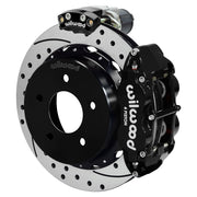 Wilwood rear Forged Narrow Superlite 4R assembly for C1500, black caliper and 12.88-inch srp drilled and slotted rotor, with electric parking caliper