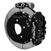 Wilwood rear Forged Narrow Superlite 4R assembly for C1500, black caliper and 14-inch gt slotted rotor, with electric parking caliper