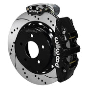 Wilwood rear AERO4 assembly for C1500, black caliper and 14-inch srp drilled and slotted rotor, with electric parking caliper
