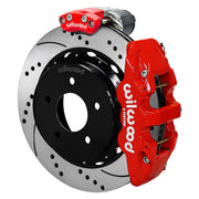 Wilwood rear AERO4 assembly for C1500, red caliper and 14-inch srp drilled and slotted rotor, with electric parking caliper