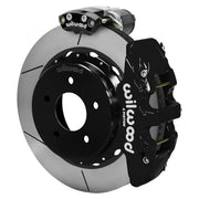 Wilwood rear AERO4 assembly for C1500, black caliper and 14-inch gt slotted rotor, with electric parking caliper