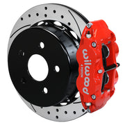 Wilwood rear Forged Narrow Superlite 4R assembly for Jeep Wrangler JL, red caliper and 13.5-inch srp drilled and slotted rotor