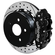 Wilwood rear Forged Narrow Superlite 4R assembly for Jeep Gladiator JT, black caliper and 13.5-inch srp drilled and slotted rotor