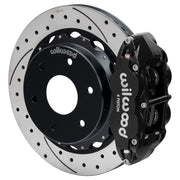Wilwood rear Forged Narrow Superlite 4R assembly for Big Ford New Style 2.50-Inch Offset, black caliper and 12.88-inch srp drilled and slotted rotor