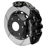 Wilwood rear AERO4 assembly for Big Ford New Style 2.50-Inch Offset, black caliper and 14-inch gt slotted rotor, with electric parking caliper