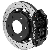 Wilwood rear Forged Narrow Superlite 4R assembly for GM K-Series/Blazer/Jimmy 6-Lug 4x4, black caliper and 12.88-inch srp drilled and slotted rotor