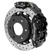 Wilwood rear Forged Narrow Superlite 4R assembly for GM K-Series/Blazer/Jimmy 6-Lug 4x4, black caliper and 12.88-inch srp drilled and slotted rotor, with electric parking caliper