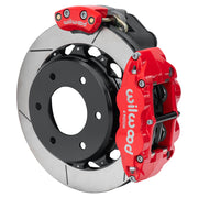 Wilwood rear Forged Narrow Superlite 4R assembly for GM K-Series/Blazer/Jimmy 6-Lug 4x4, red caliper and 12.88-inch gt slotted rotor, with electric parking caliper