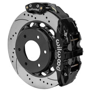 Wilwood rear AERO4 assembly for GM K-Series/Blazer/Jimmy 6-Lug 4x4, black caliper and 14-inch srp drilled and slotted rotor, with electric parking caliper
