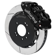 Wilwood black FNSL6R front caliper with 12.88-inch slotted rotor, assembled brake view for 1995–1998 Nissan Skyline R33