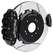 Wilwood black FNSL4R / MC4 rear caliper with 13.50-inch slotted rotor, assembled brake view for 1989–1998 Nissan 240SX