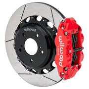 Wilwood red FNSL4R rear caliper with 13.50-inch slotted rotor, assembled brake view for Nissan Skyline / 300ZX