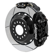 Wilwood black XRS4R / EPB rear caliper with 14.00-inch slotted rotor, assembled brake view for Big Ford New Style 2.50-inch Offset