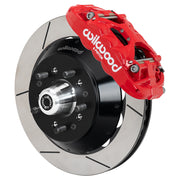 Wilwood red XRS6R front caliper with 12.88-inch slotted rotor, assembled brake view for Chevrolet / GMC Trucks with Wilwood Iron ProSpindles