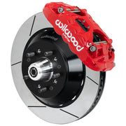 Wilwood red XRS6R front caliper with 14.00-inch slotted rotor, assembled brake view for Chevrolet / GMC Trucks with Wilwood Iron ProSpindles