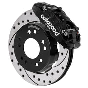 Wilwood black XRS6R front caliper with 12.19-inch drilled and slotted rotor, assembled brake view for 1963–1987 Chevrolet / GMC Trucks with Aluminum ProSpindles