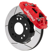 Wilwood red XRS6R front caliper with 12.19-inch slotted rotor, assembled brake view for 1963–1987 Chevrolet / GMC Trucks with Aluminum ProSpindles